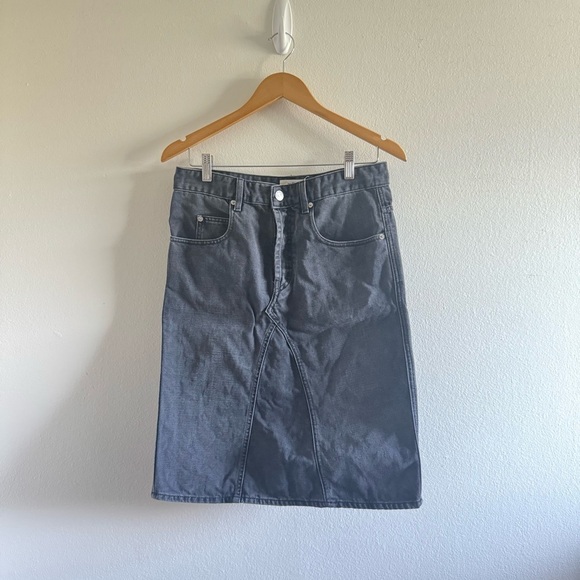 Isabel Marant Etoile Black Fiali Denim Pencil Midi Skirt size 38 - Picture 2 of 13